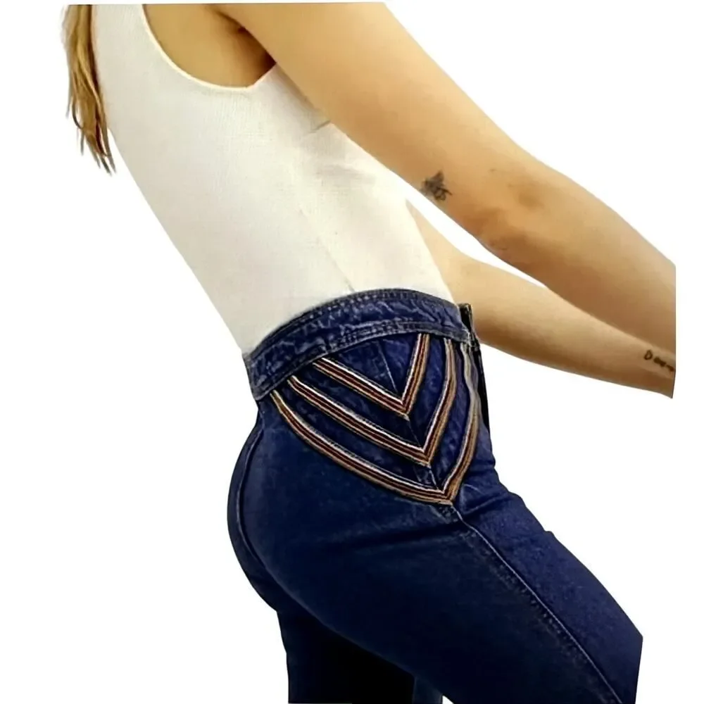 WE THE FREE/FREE PEOPLE Women's Over The Rainbow Flare Denim Jeans Blue Size 27